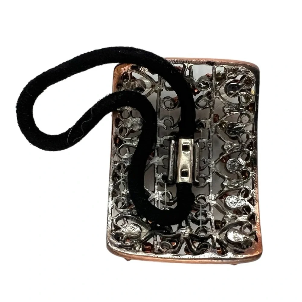 Pony Tail Holder Rectangular in Colors Bronze and Copper - Picture 3 of 4